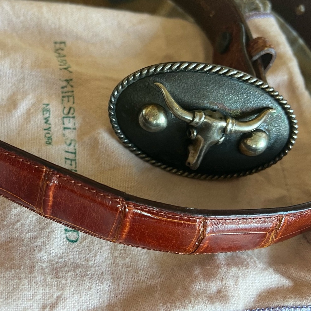 Barry Kieselstein-Cord Alligator Belt with Silver Buckle
